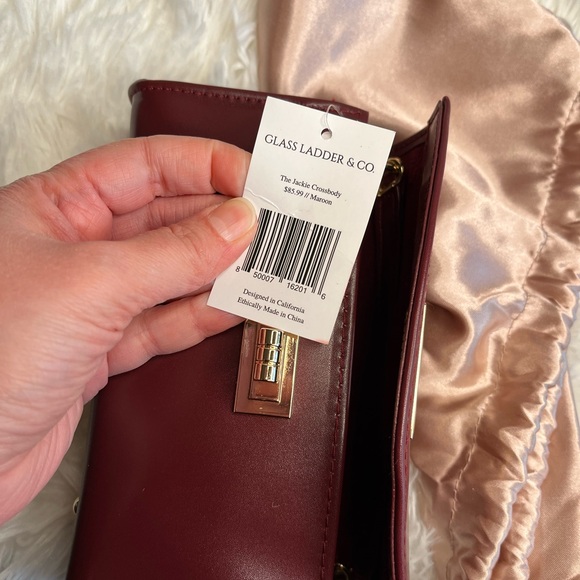 NWT Glass Ladder & Co Jackie crossbody in maroon - Picture 10 of 10